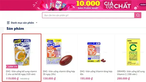 Mua viên uống DHC vitamin C tại Sakuko bước 2 Mua viên uống DHC vitamin C tại Sakuko bước 2