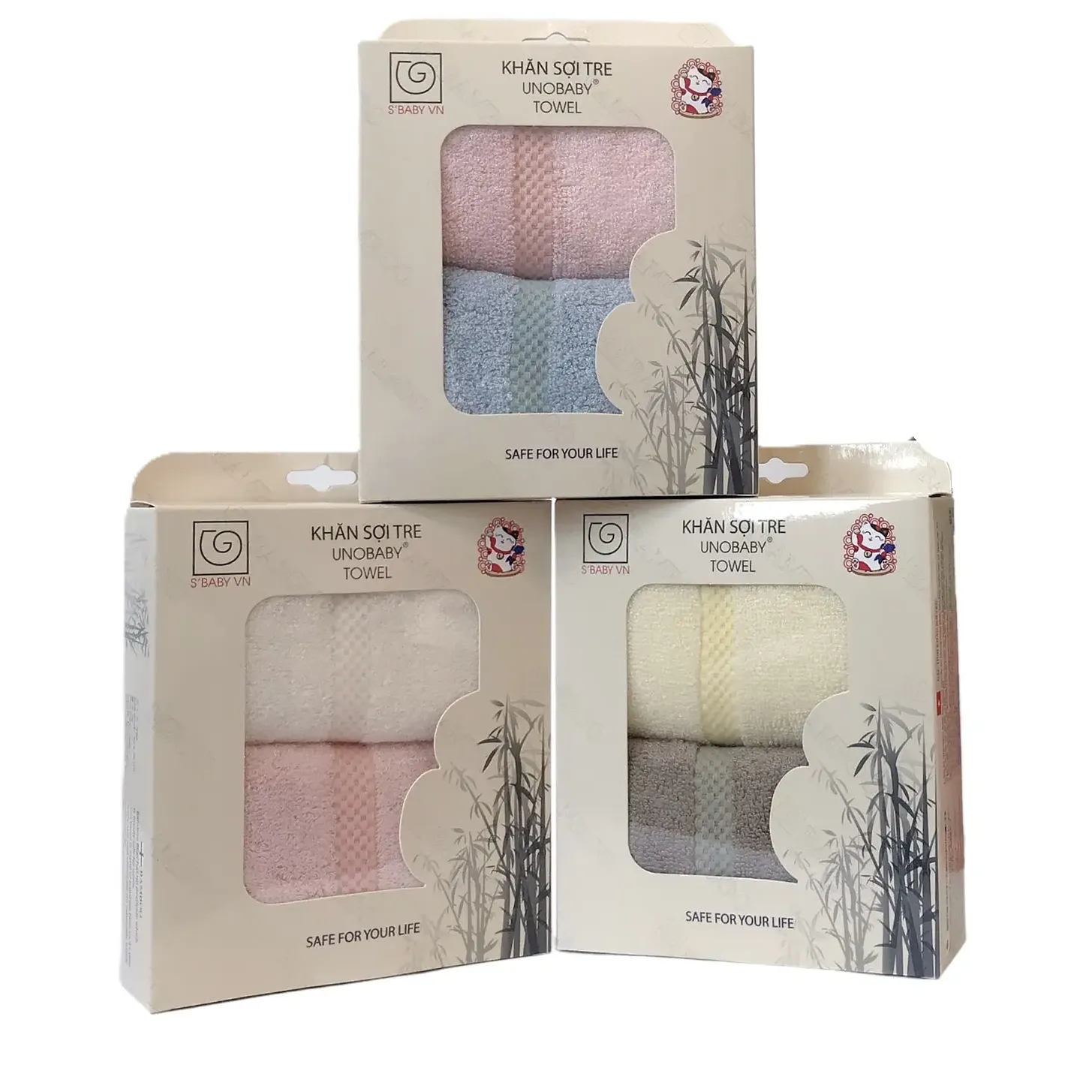 8936137960035_1x1 Set 2 khăn mặt sợi tre S'Baby Unobaby 28x50 cm - Ảnh 1