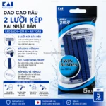 Set 5 dao cạo râu 2 lưỡi kép KAI lưỡi kép màu xanh
