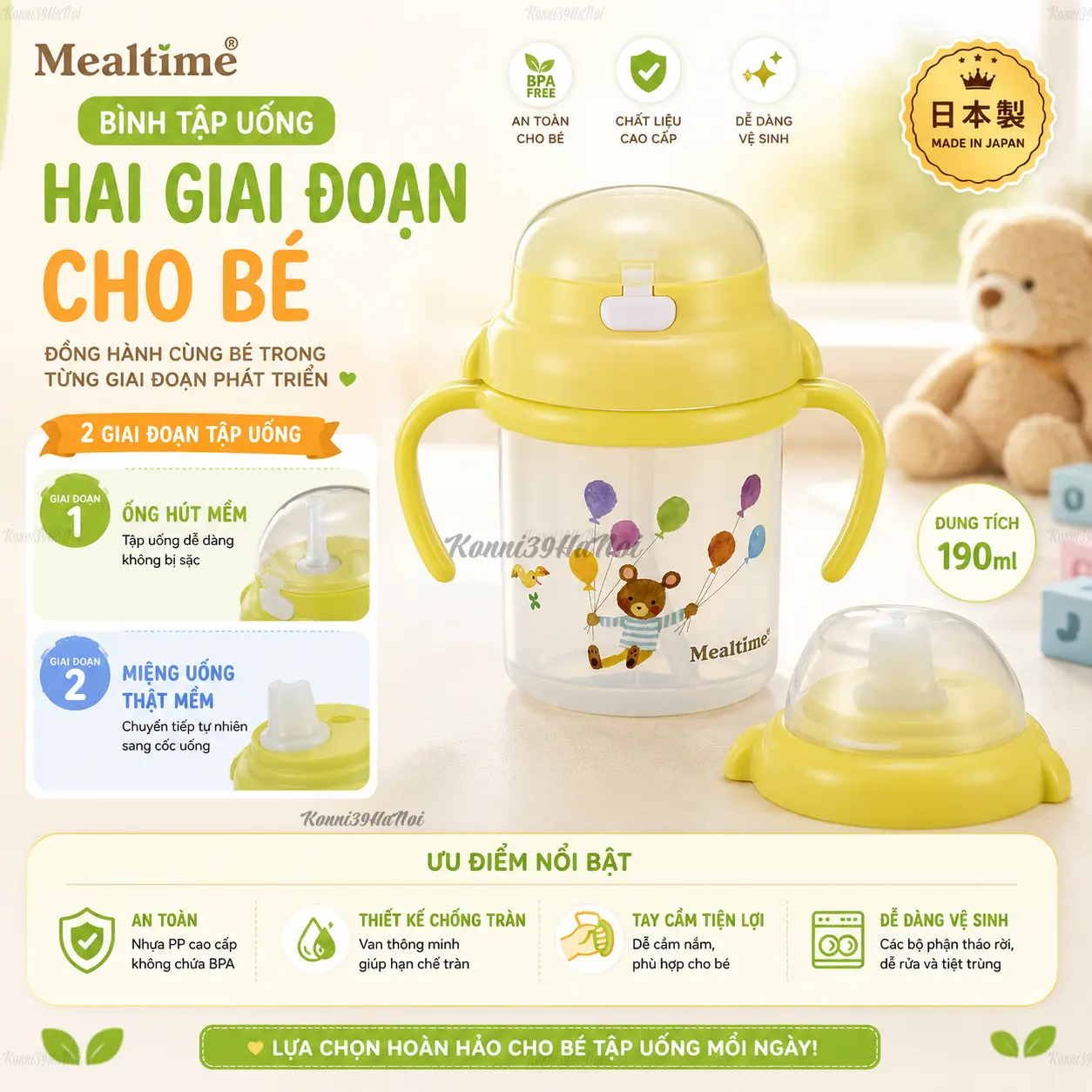 4970825102264 Bình tập uống hai giai đoạn 250ml Hàng Nhật nội địa an toàn cho bé - Ảnh 1