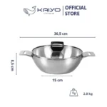 Chảo inox 3 lớp đáy liền sâu lòng Tri-ply Kaiyo 2 tay cầm (cỡ 24cm|26cm) - Ảnh 11