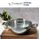Chảo inox 3 lớp đáy liền sâu lòng Tri-ply Kaiyo 2 tay cầm (cỡ 24cm|26cm) - Ảnh 9