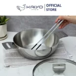 Chảo inox 3 lớp đáy liền sâu lòng Tri-ply Kaiyo 2 tay cầm (cỡ 24cm|26cm) - Ảnh 6