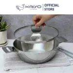 Chảo inox 3 lớp đáy liền sâu lòng Tri-ply Kaiyo 2 tay cầm (cỡ 24cm|26cm) - Ảnh 5