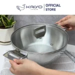 Chảo inox 3 lớp đáy liền sâu lòng Tri-ply Kaiyo 2 tay cầm (cỡ 24cm|26cm) - Ảnh 4