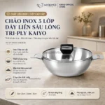Chảo inox 3 lớp đáy liền sâu lòng Tri-ply Kaiyo 2 tay cầm (cỡ 24cm|26cm)