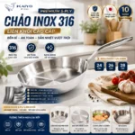Chảo inox 316 liền khối 5-ply Premium Kaiyo 24cm