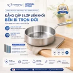 Chảo inox 316 liền khối 5-ply Premium Kaiyo-thành cao, size 24cm|26cm