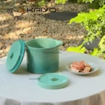 Hũ gốm sứ muối dưa cà Rainbow Kaiyo, 1,5L màu xanh - Ảnh 3