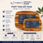 Thớt thái gỗ teak vân ngang hình oval size S - Chất lượng Nhật Bản