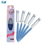 Set 5 dao cạo lông Kai cán dài (2 màu) (Xanh lá)