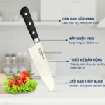 Dao đa năng lưỡi rộng thái thịt cá rau KAI Hocho Santoku 165mm - Ảnh 4