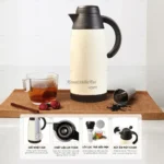 Phích pha trà giữ nhiệt 2 lớp inox có lõi lọc Kaiyo dung tích 1100ml, màu kem - Ảnh 2