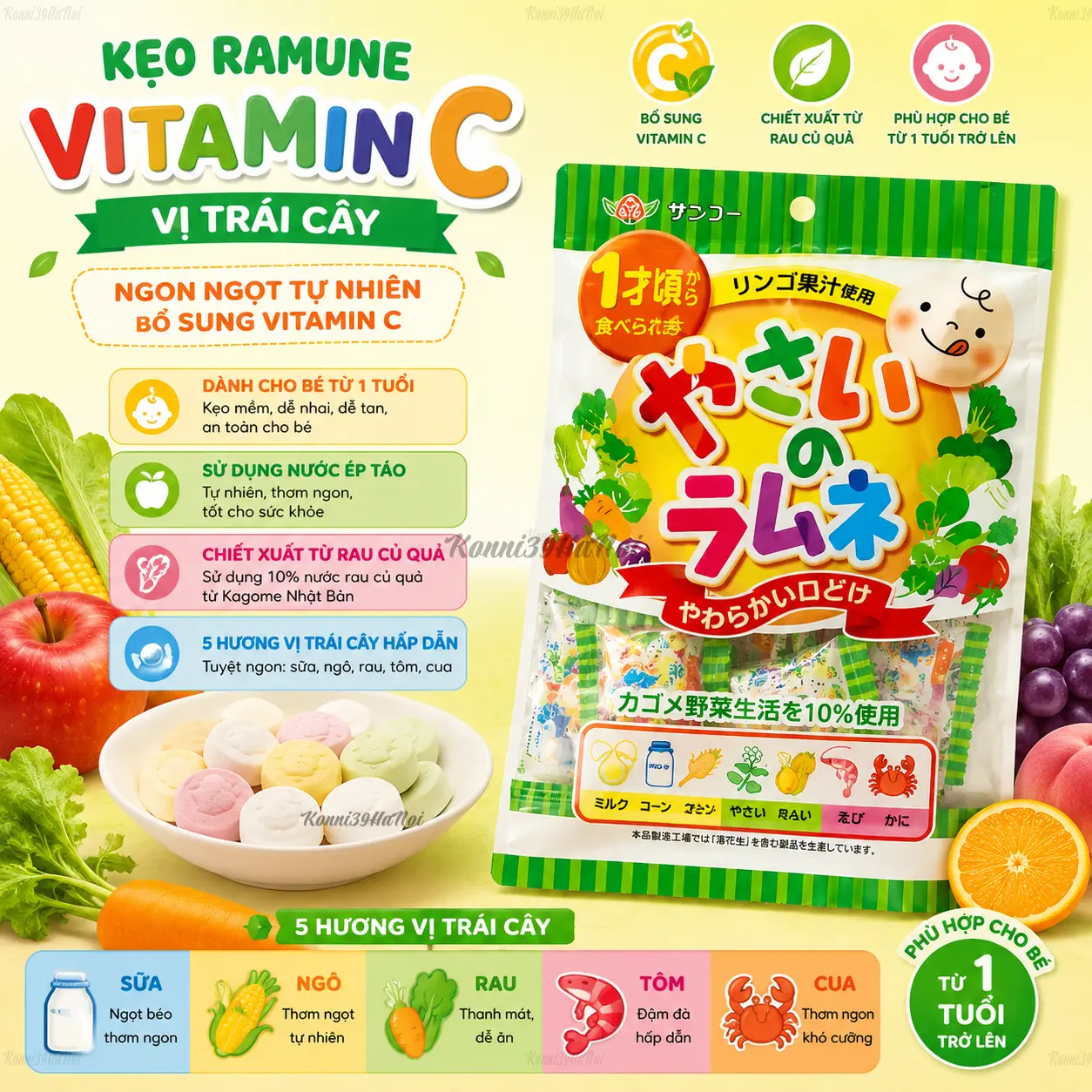4901262812065 Kẹo Ramune Vitamin C vị trái cây dạng gói - Chất lượng Nhật Bản - Ảnh 1