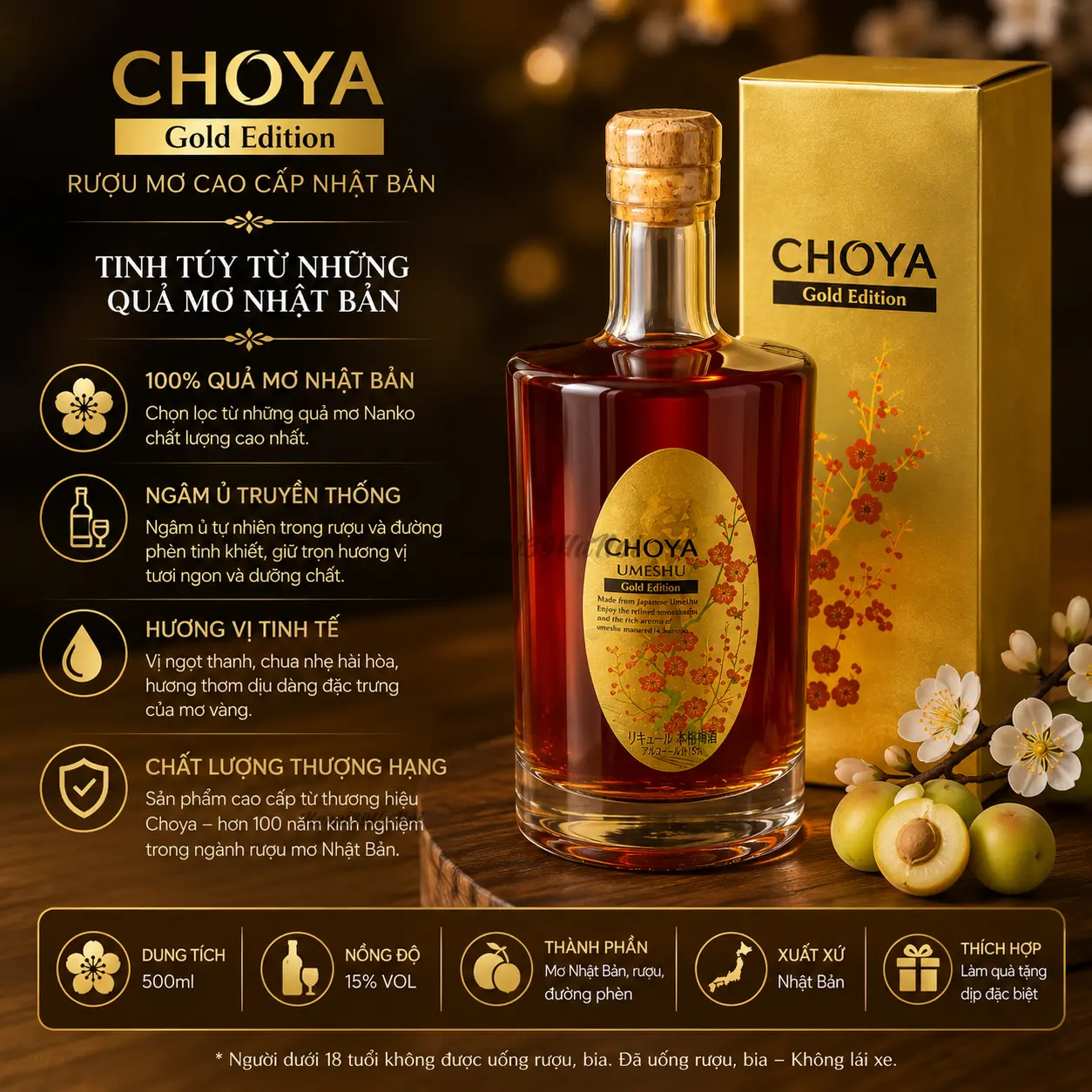 4905846114637 RƯỢU MƠ CHOYA UMESHU GOLD EDITION LIMITED 500ML - Ảnh 1