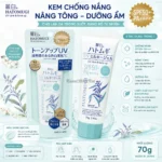 Kem chống nắng Kumano Hatomugi SPF50 + PA ++++ nâng tông, dưỡng ẩm da 70g - xanh bạc hà