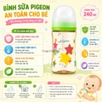 Bình sữa Pigeon cổ rộng 240ml - hình ngôi sao (núm M)