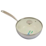 Chảo inox chống dính Ceramic Kaiyo, sâu lòng có vung kính size 24cm