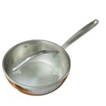 Chảo đúc inox 3 lớp thân đáy liền dập nổi Kaiyo, sâu lòng có vung kính