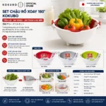 Set chậu rổ xoay 180 độ Kokubo (màu đỏ trắng)