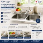 Kệ để bồn rửa inox có thể điều chỉnh độ dài Echo