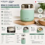 Bình ủ cháo Kaiyo dung tích 500ml, màu xanh mint