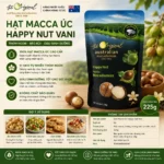 Hạt Macca Úc Happy Nut Vị Vani 225g – Hạt Macadamia Thơm Béo Giòn Ngon