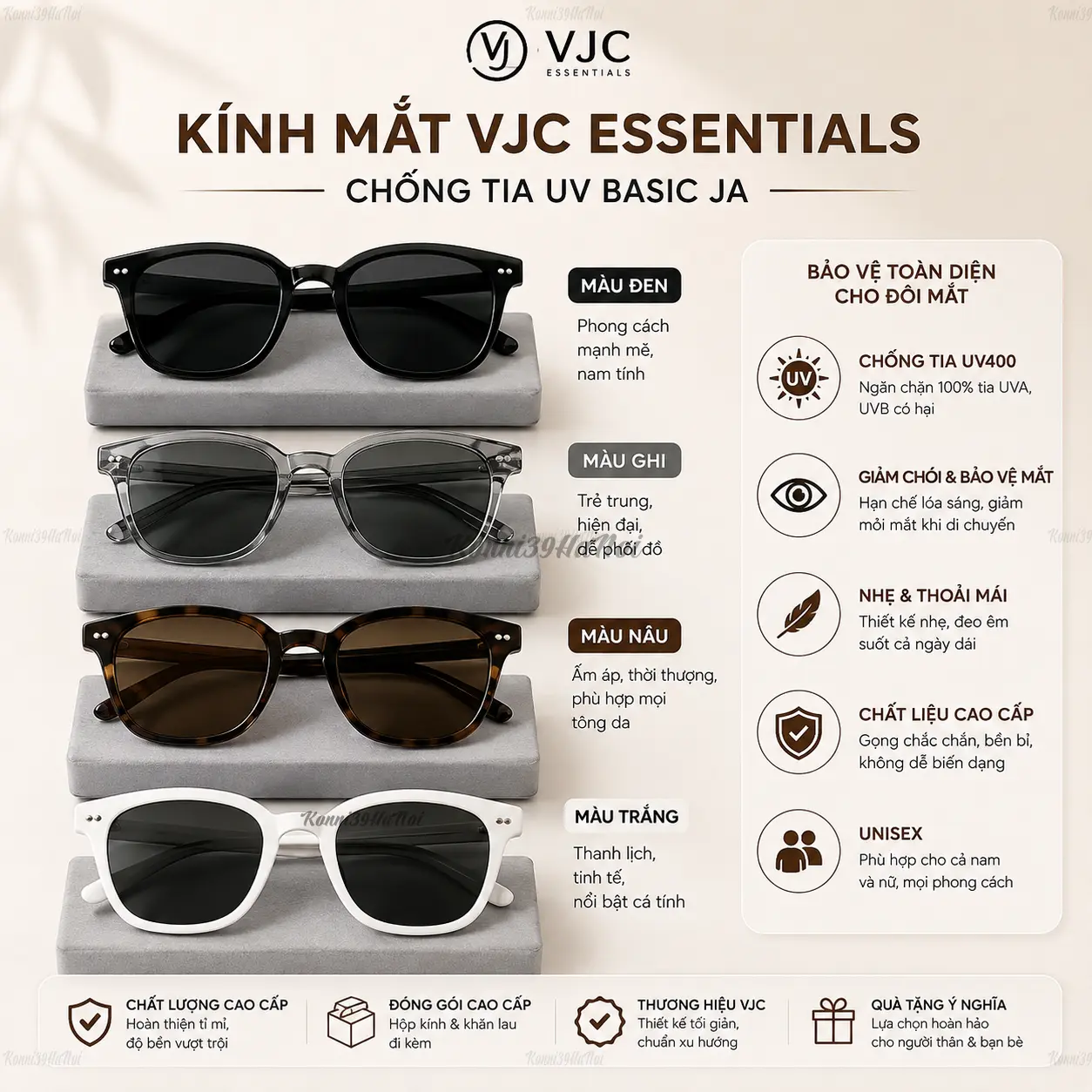 VAR-90532 Kính mắt VJC Essentials chống tia UV Basic Ja - Ảnh 1
